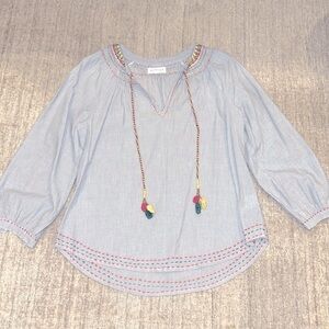 Velvet Embroidered Cotton Top. excellent condition like new. size S